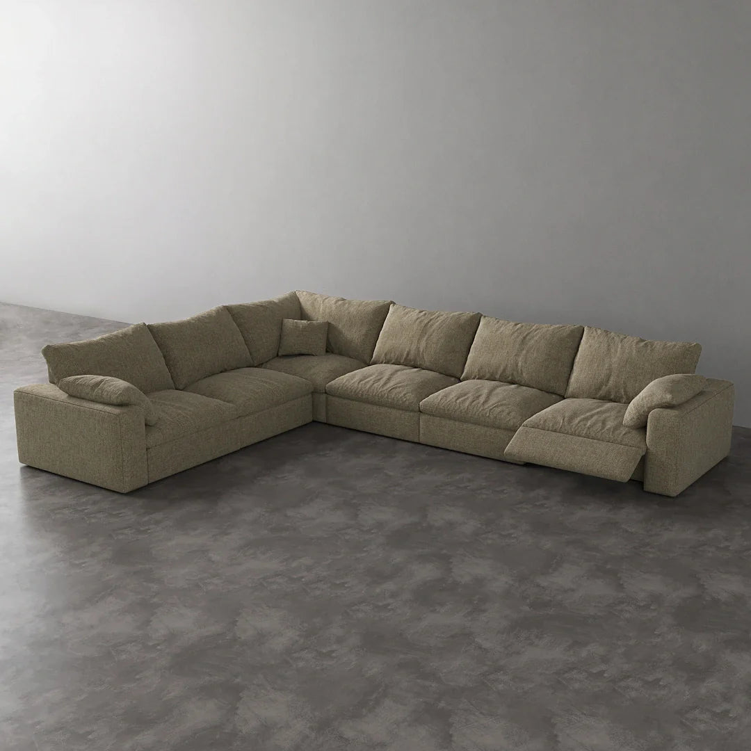 CloudLuxe Corner 6-Piece Modular Recliner Sectional-Linen