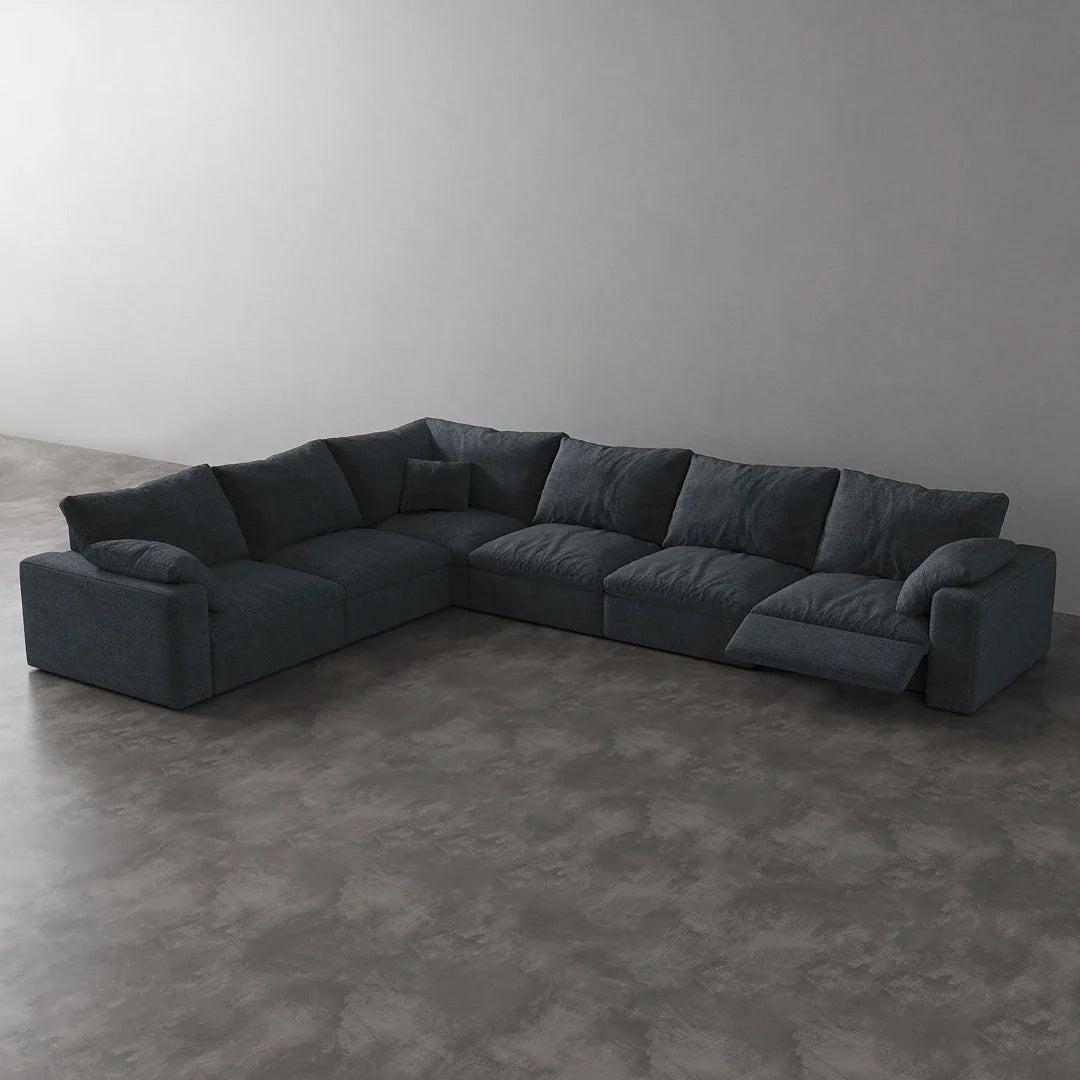 CloudLuxe Corner 6-Piece Modular Recliner Sectional-Linen