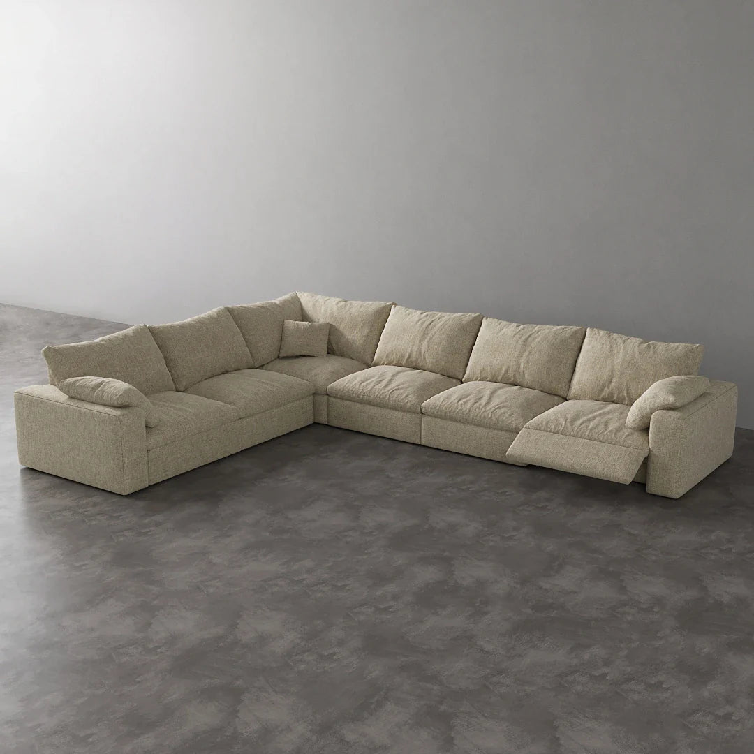 CloudLuxe Corner 6-Piece Modular Recliner Sectional-Linen