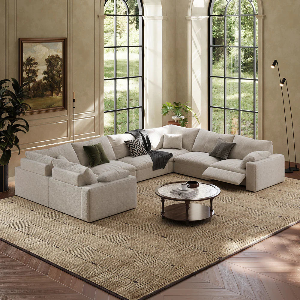 CloudLuxe U-Shape 7-Piece Modular Recliner Sectional-Velvet