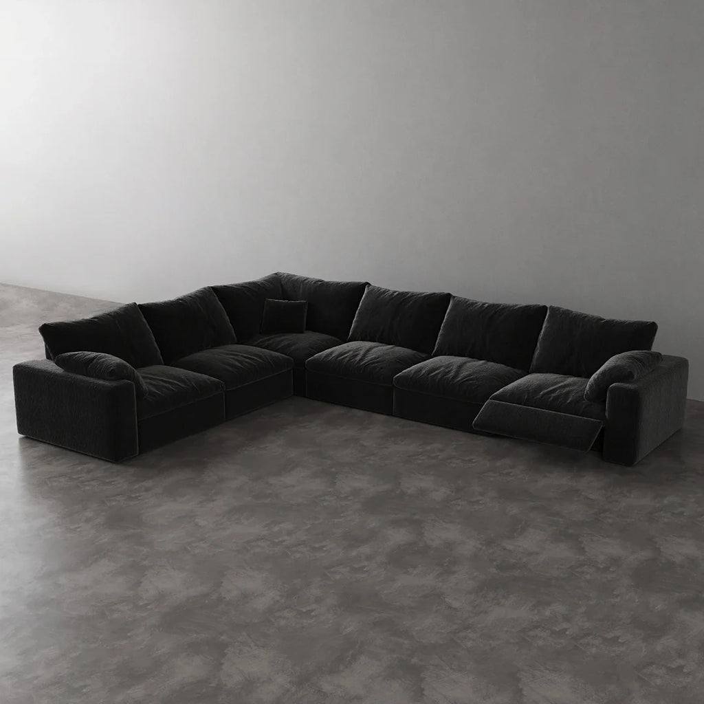 CloudLuxe Corner 6-Piece Modular Recliner Sectional-Velvet