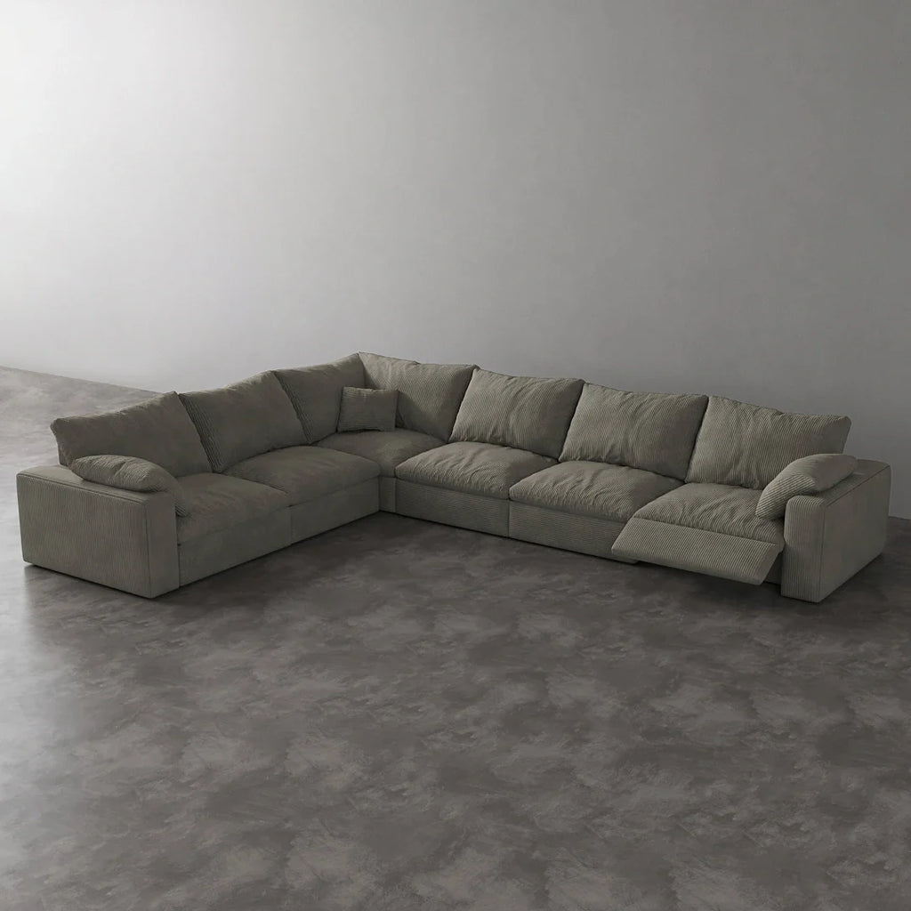 CloudLuxe Corner 6-Piece Modular Recliner Sectional-Corduroy