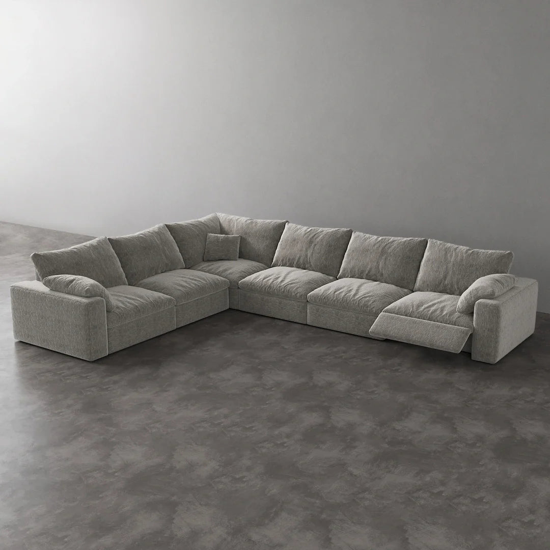 CloudLuxe Corner 6-Piece Modular Recliner Sectional-Velvet