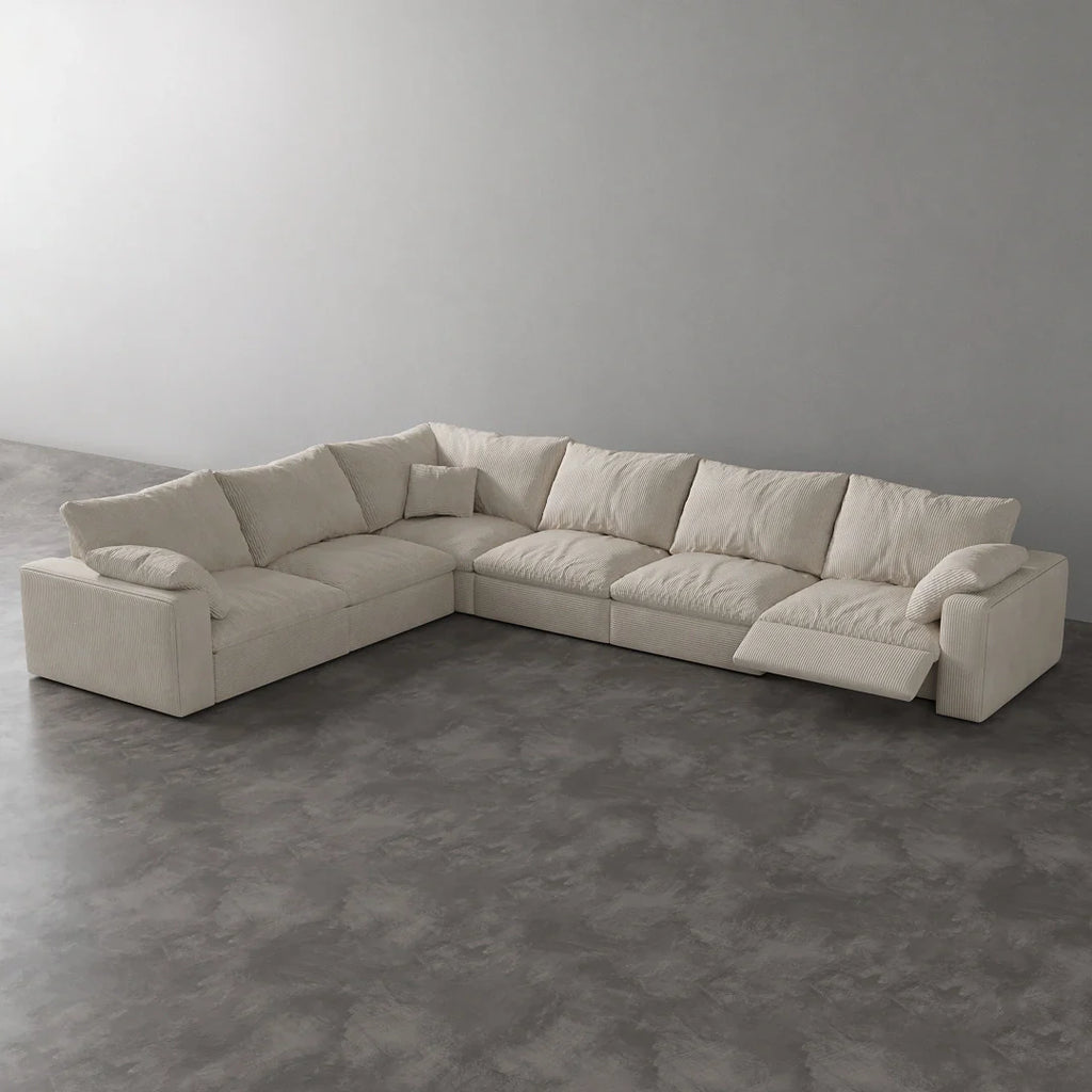 CloudLuxe Corner 6-Piece Modular Recliner Sectional-Corduroy