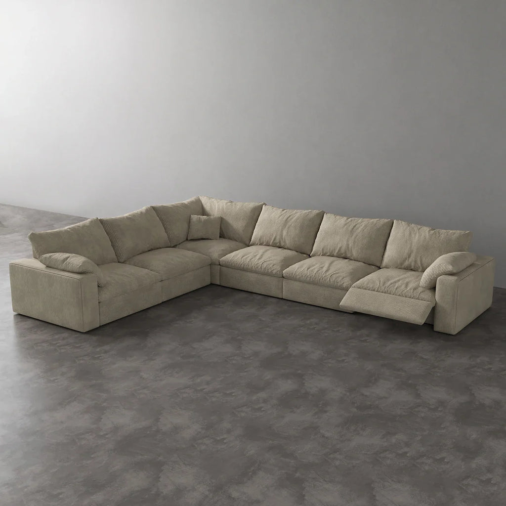 CloudLuxe Corner 6-Piece Modular Recliner Sectional-Corduroy