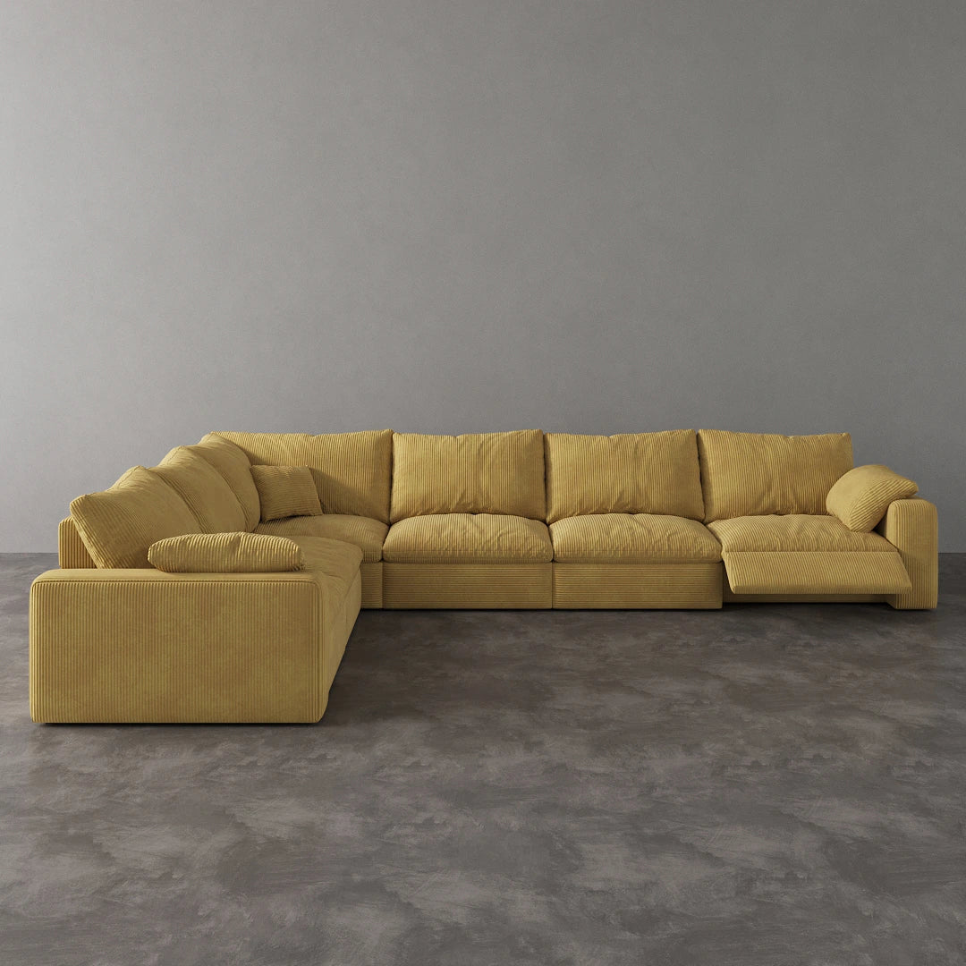 CloudLuxe Corner 6-Piece Modular Recliner Sectional-Corduroy