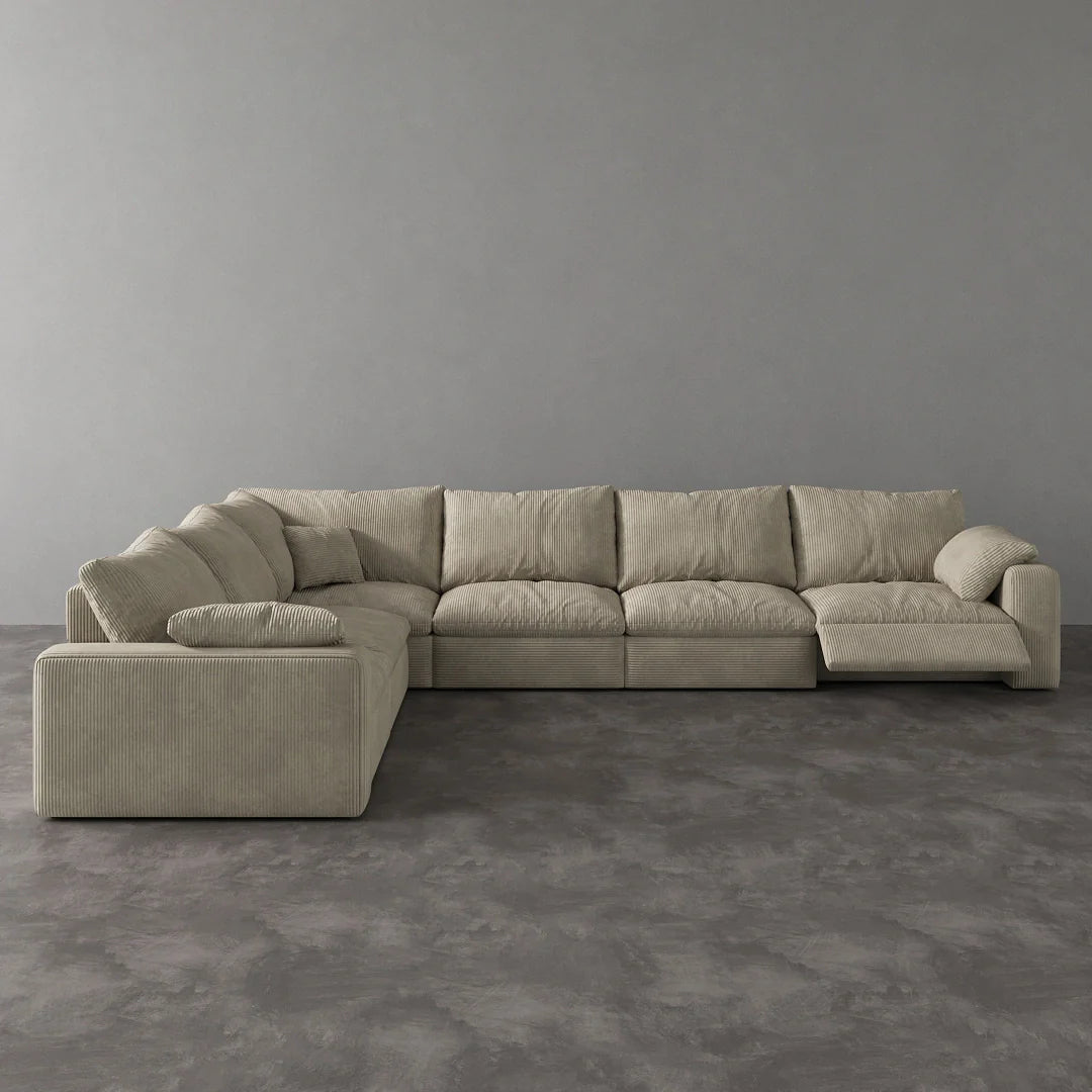CloudLuxe Corner 6-Piece Modular Recliner Sectional-Corduroy