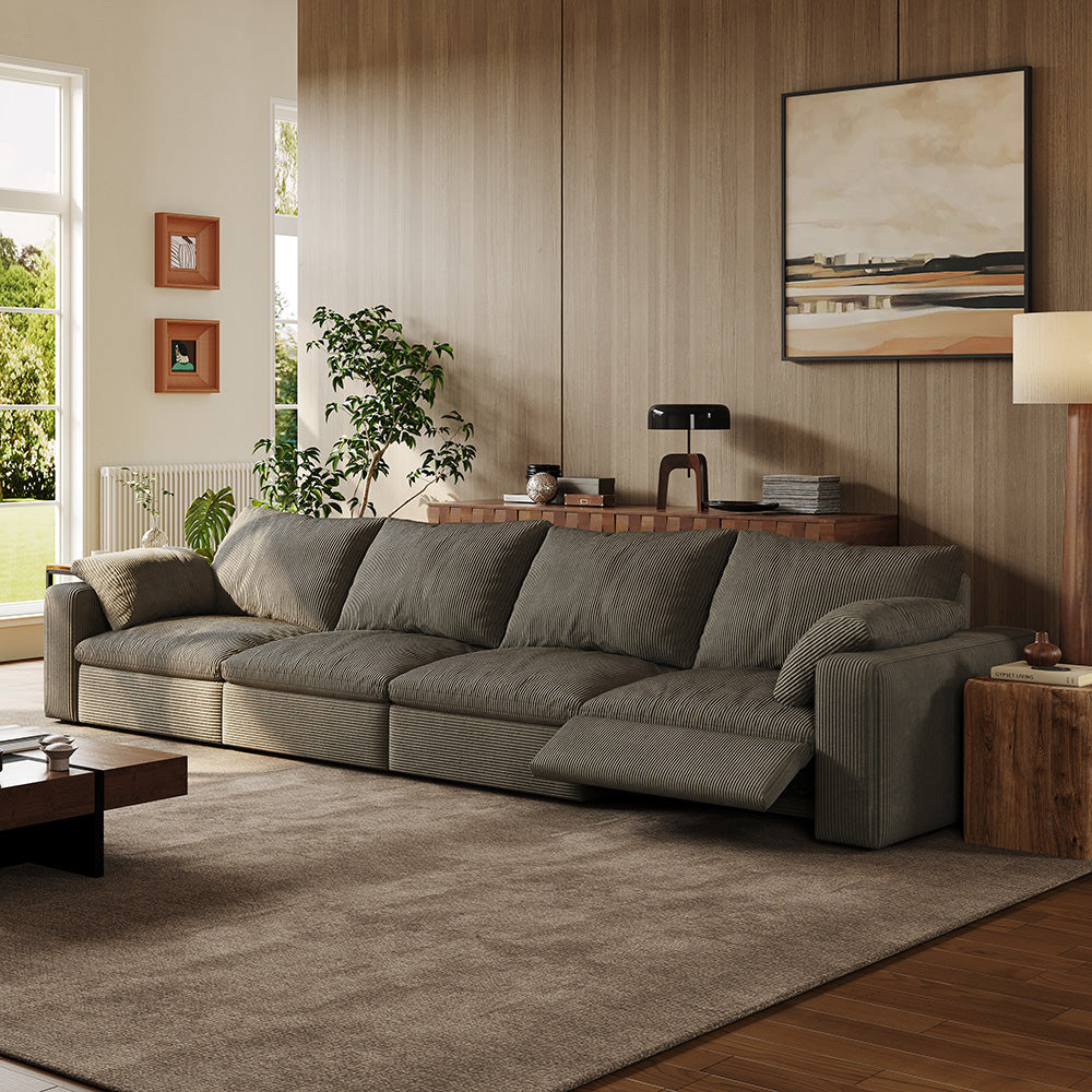 CloudLuxe 4-Piece Modular Recliner Sofa-Corduroy