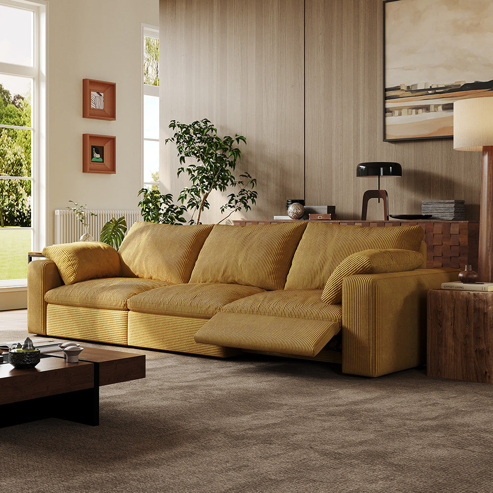 CloudLuxe 3-Piece Modular Recliner Sofa-Corduroy