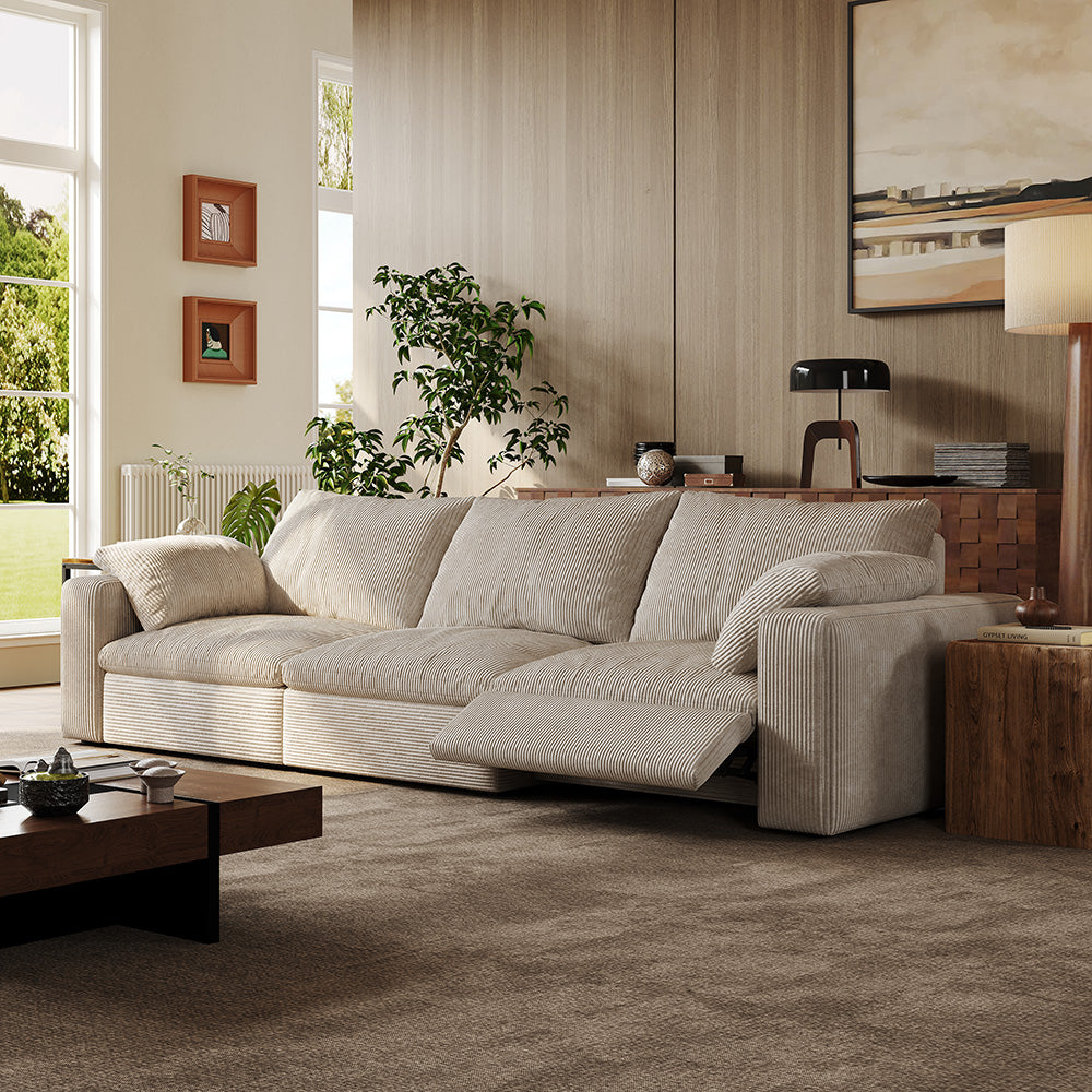 CloudLuxe 3-Piece Modular Recliner Sofa-Corduroy