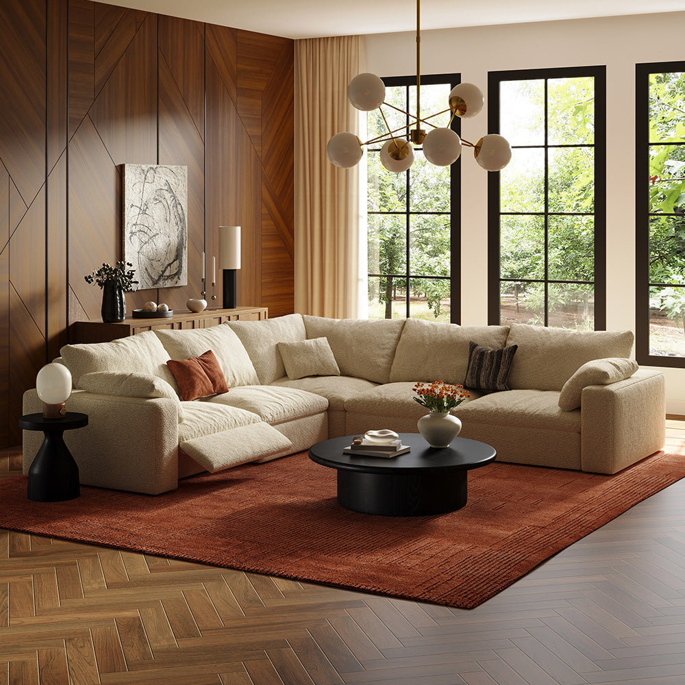 CloudLuxe Corner 5-Piece Modular Recliner Sectional-Bouclé