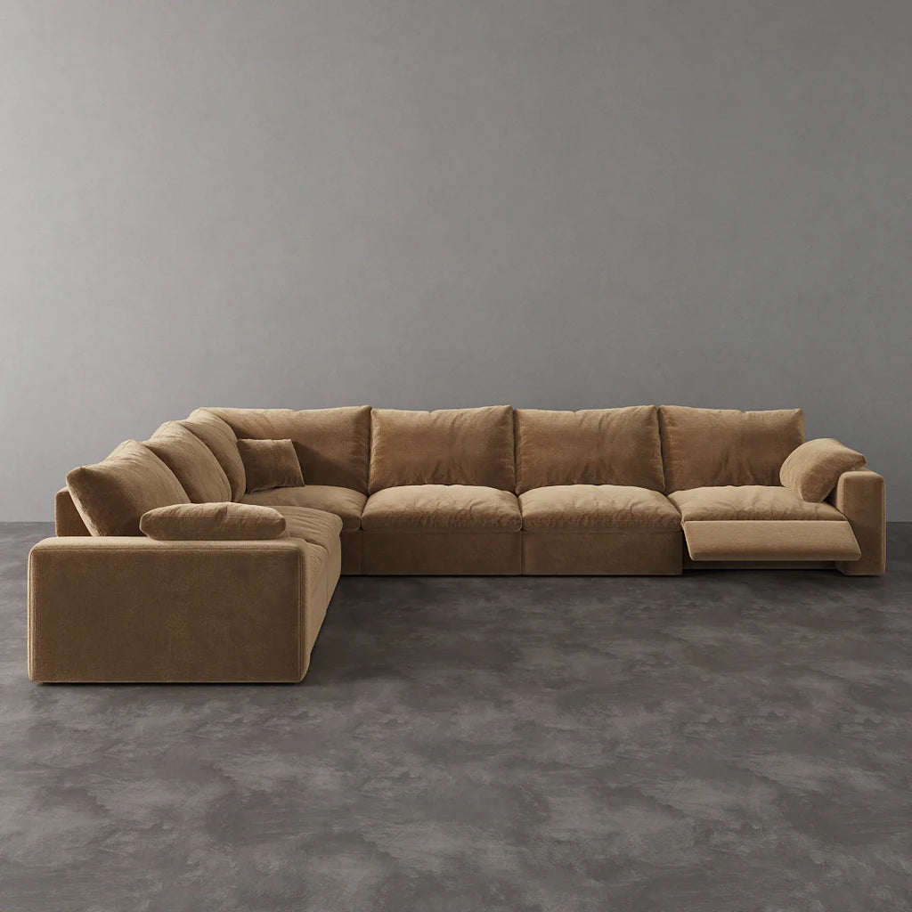 CloudLuxe Corner 6-Piece Modular Recliner Sectional-Velvet
