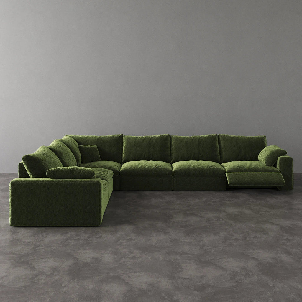 CloudLuxe Corner 6-Piece Modular Recliner Sectional-Velvet