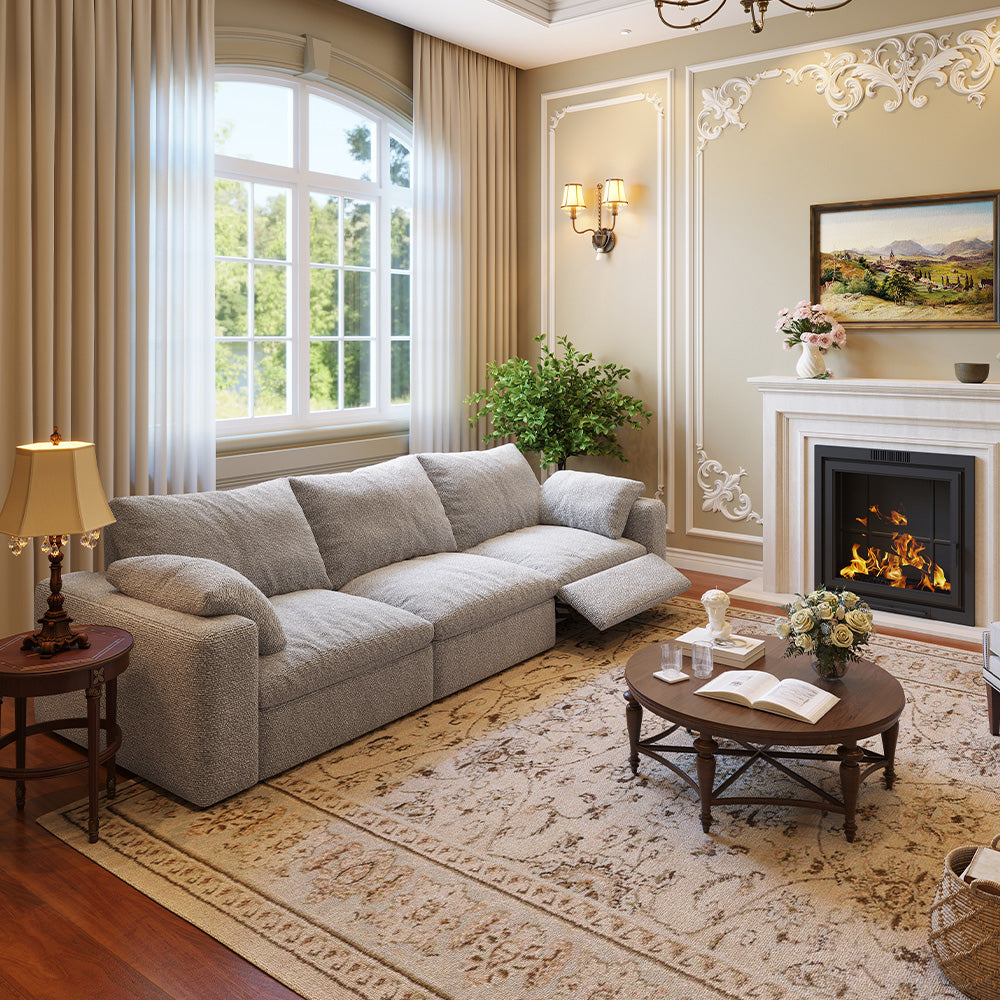 CloudLuxe 3-Piece Modular Recliner Sofa-Bouclé