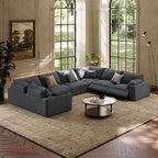 CloudLuxe U-Shape 7-Piece Modular Recliner Sectional-Linen