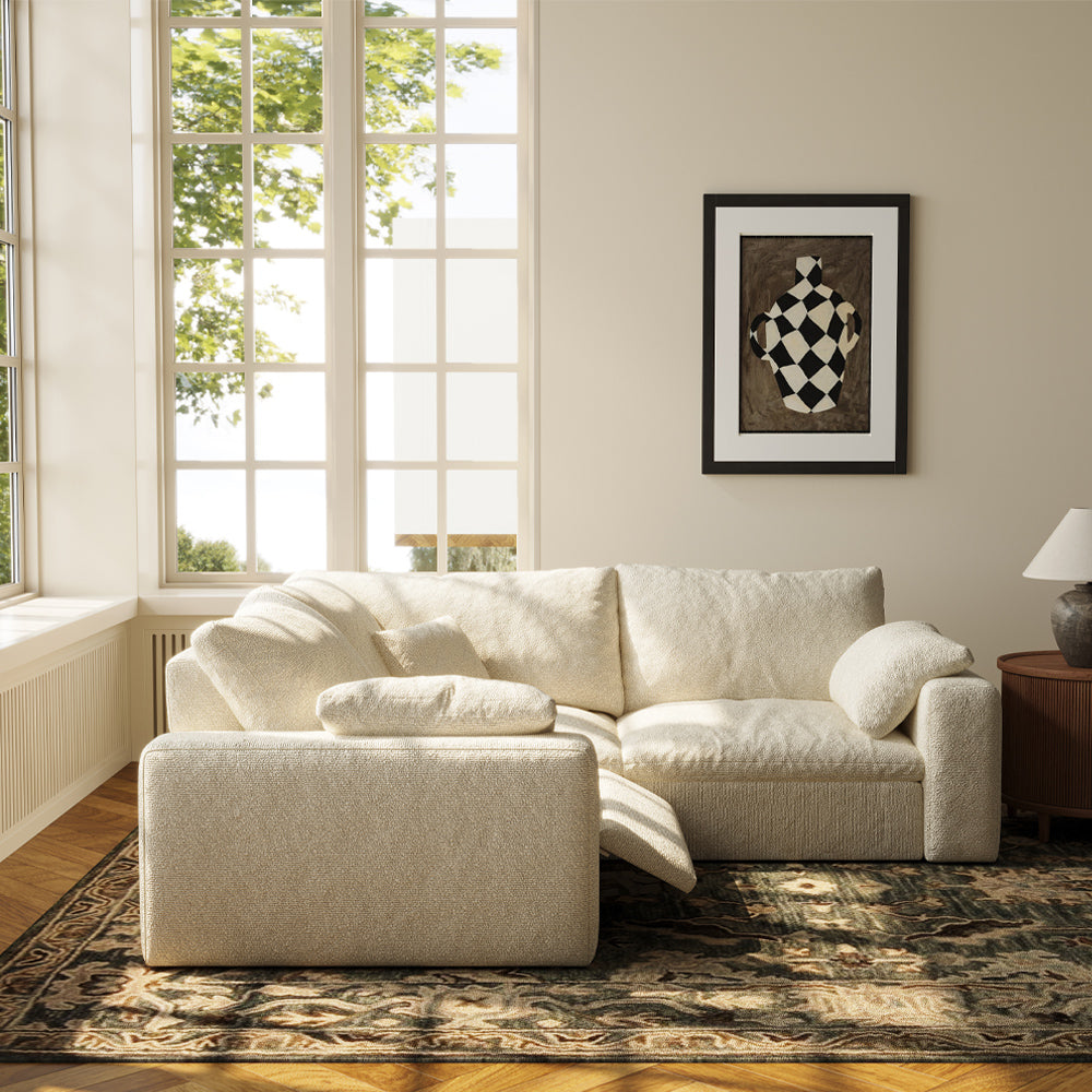CloudLuxe Corner 3-Piece Modular Recliner Sectional-Bouclé
