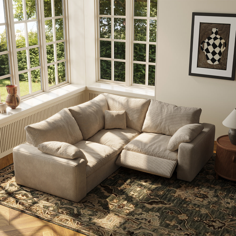 CloudLuxe Corner 3-Piece Modular Recliner Sectional-Corduroy