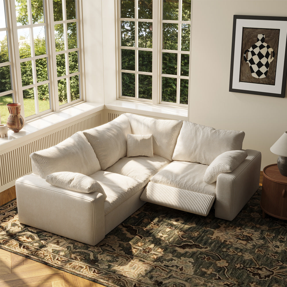 CloudLuxe Corner 3-Piece Modular Recliner Sectional-Corduroy