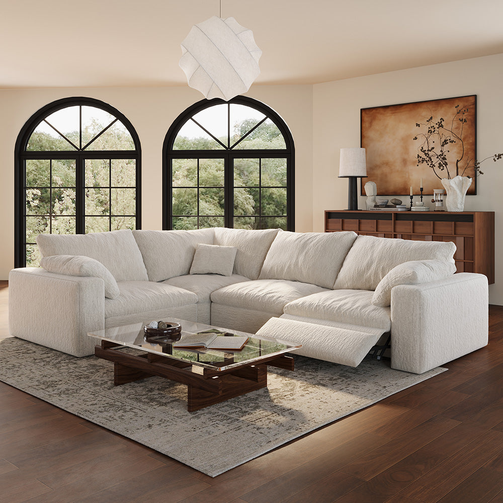 CloudLuxe L-Shape 4-Piece Modular Recliner Sectional-Velvet