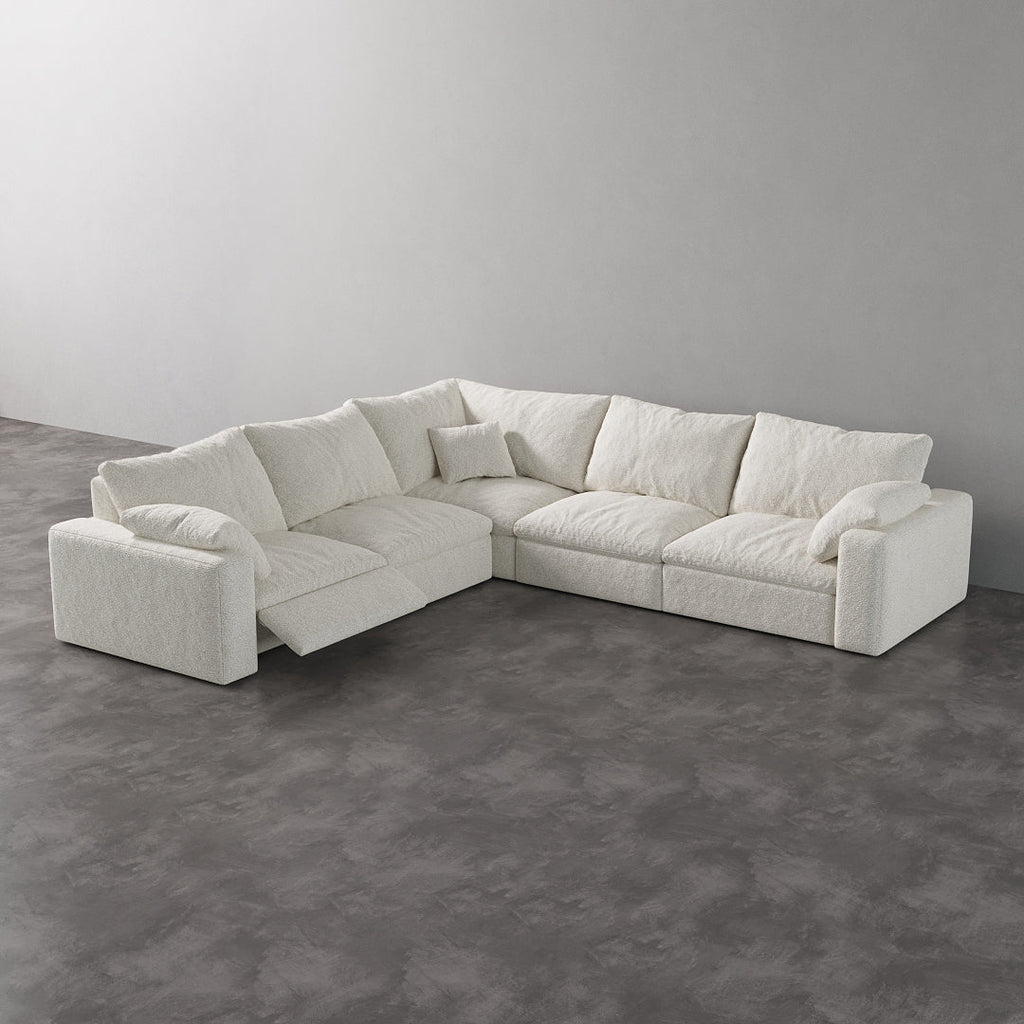 CloudLuxe Corner 5-Piece Modular Recliner Sectional-Bouclé