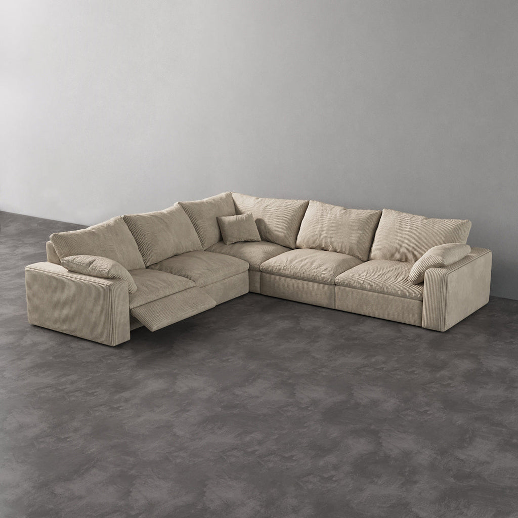 CloudLuxe Corner 5-Piece Modular Recliner Sectional-Corduroy