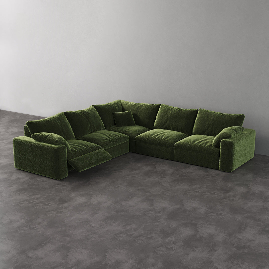 CloudLuxe Corner 5-Piece Modular Recliner Sectional-Velvet