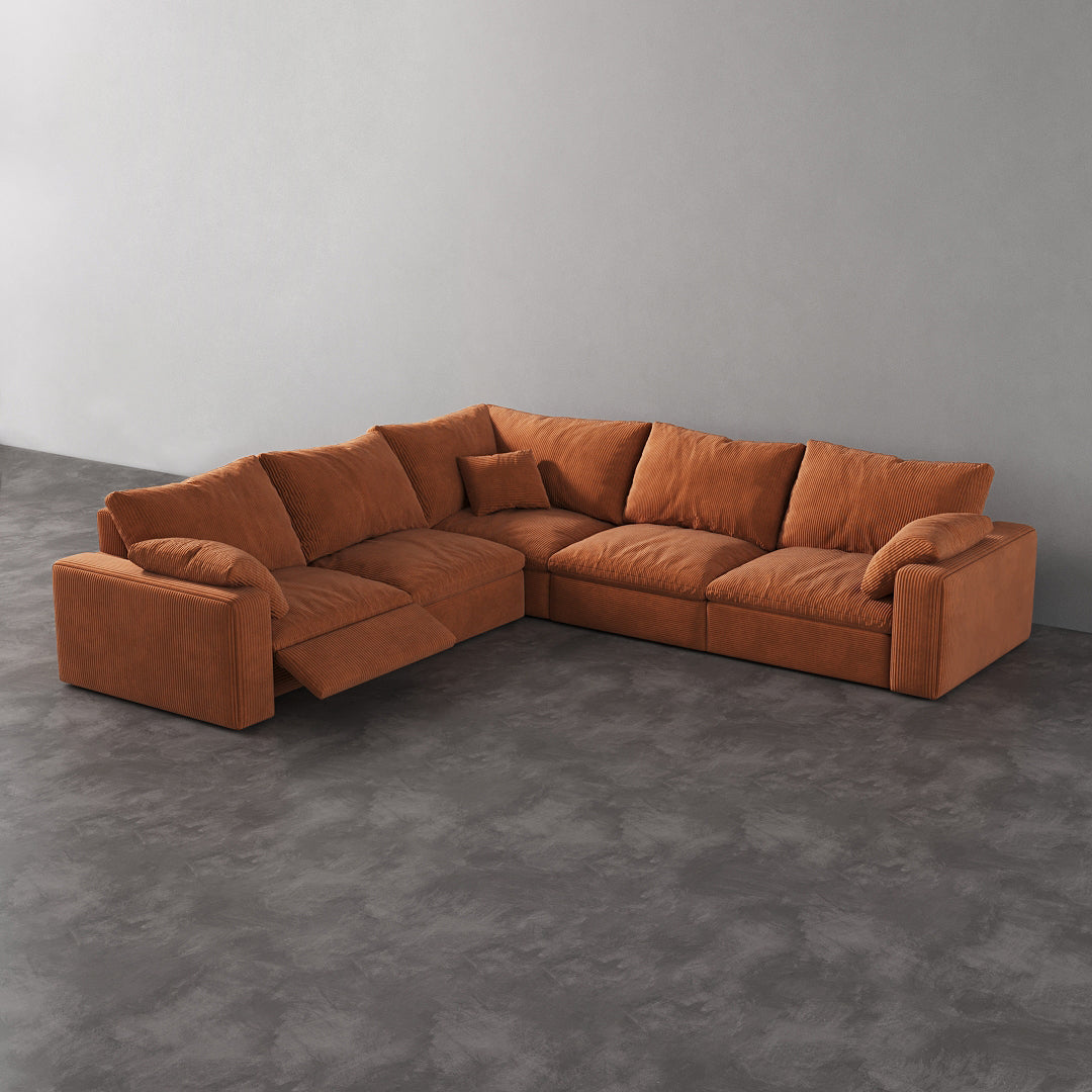 CloudLuxe Corner 5-Piece Modular Recliner Sectional-Corduroy