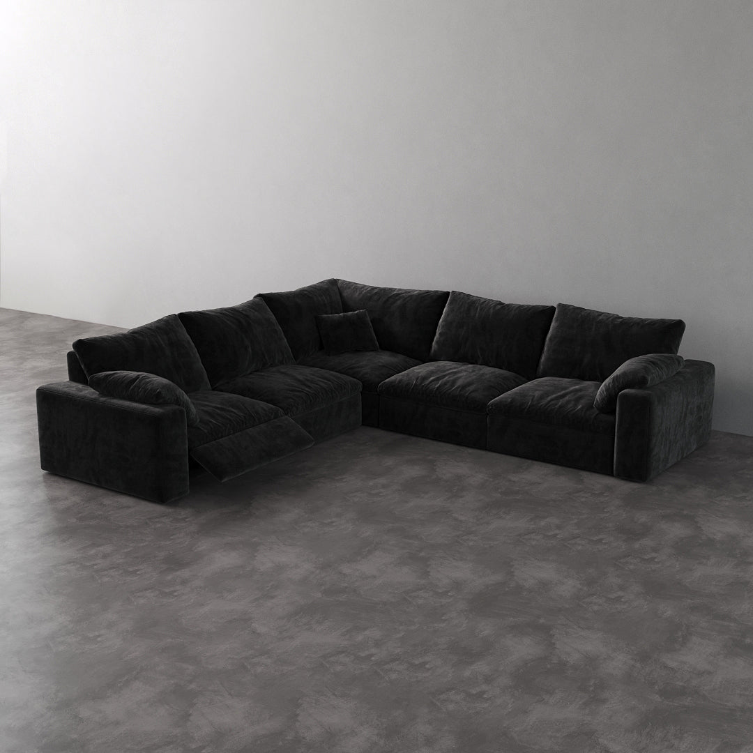 CloudLuxe Corner 5-Piece Modular Recliner Sectional-Velvet