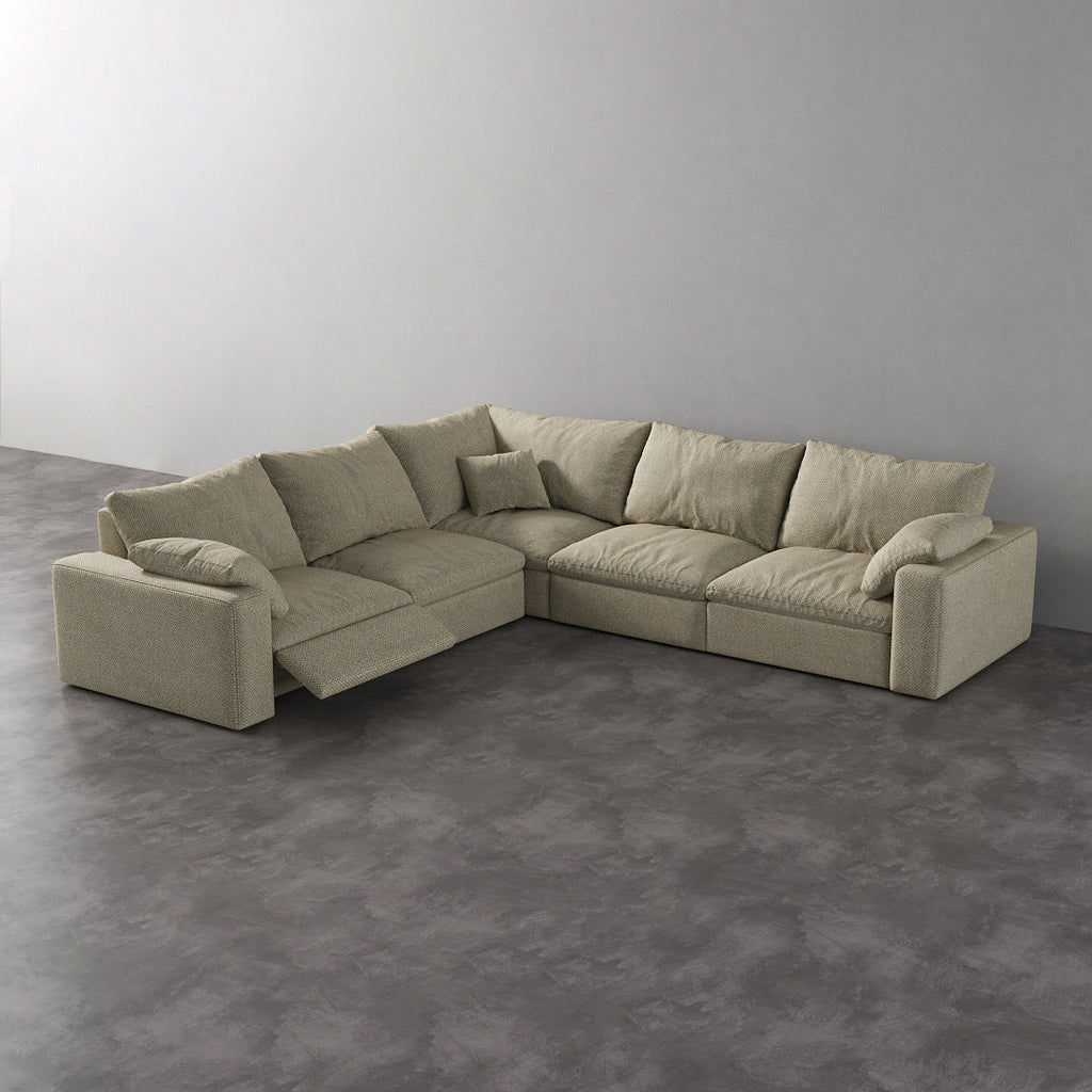 CloudLuxe Corner 5-Piece Modular Recliner Sectional-Linen