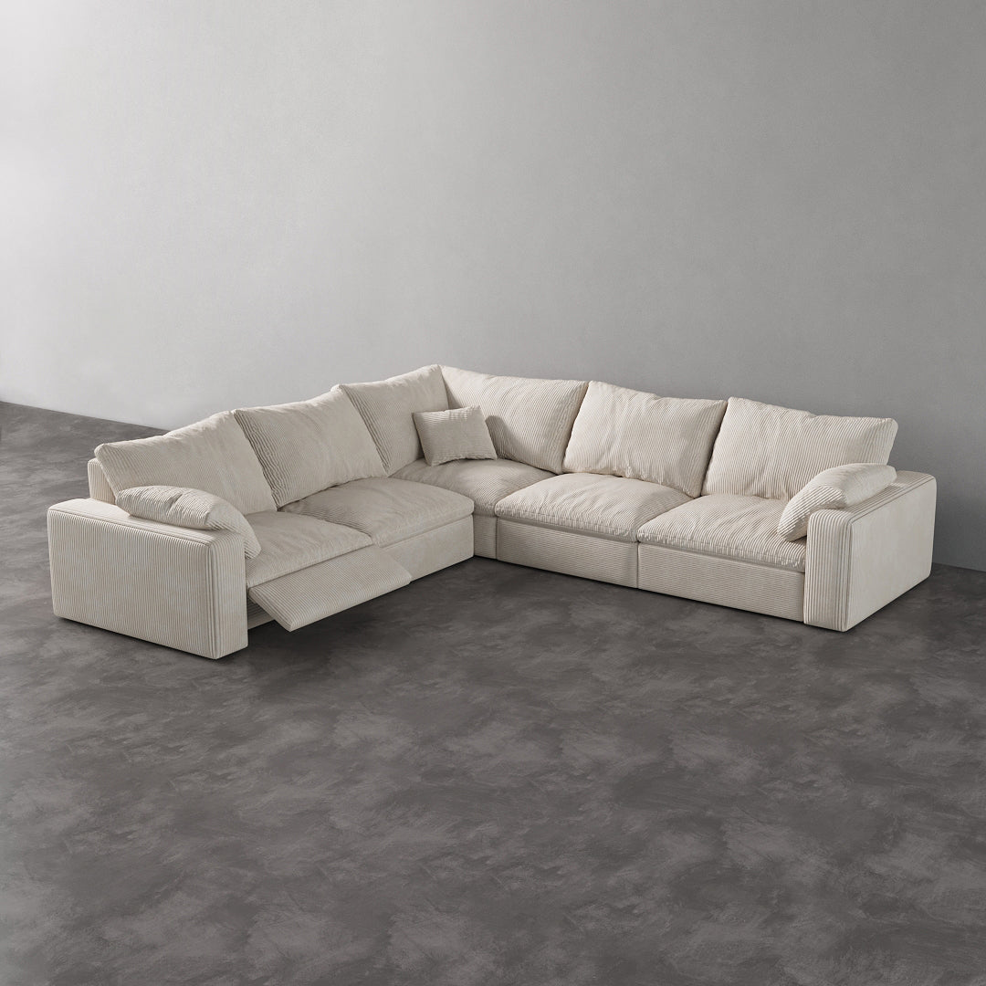 CloudLuxe Corner 5-Piece Modular Recliner Sectional-Corduroy