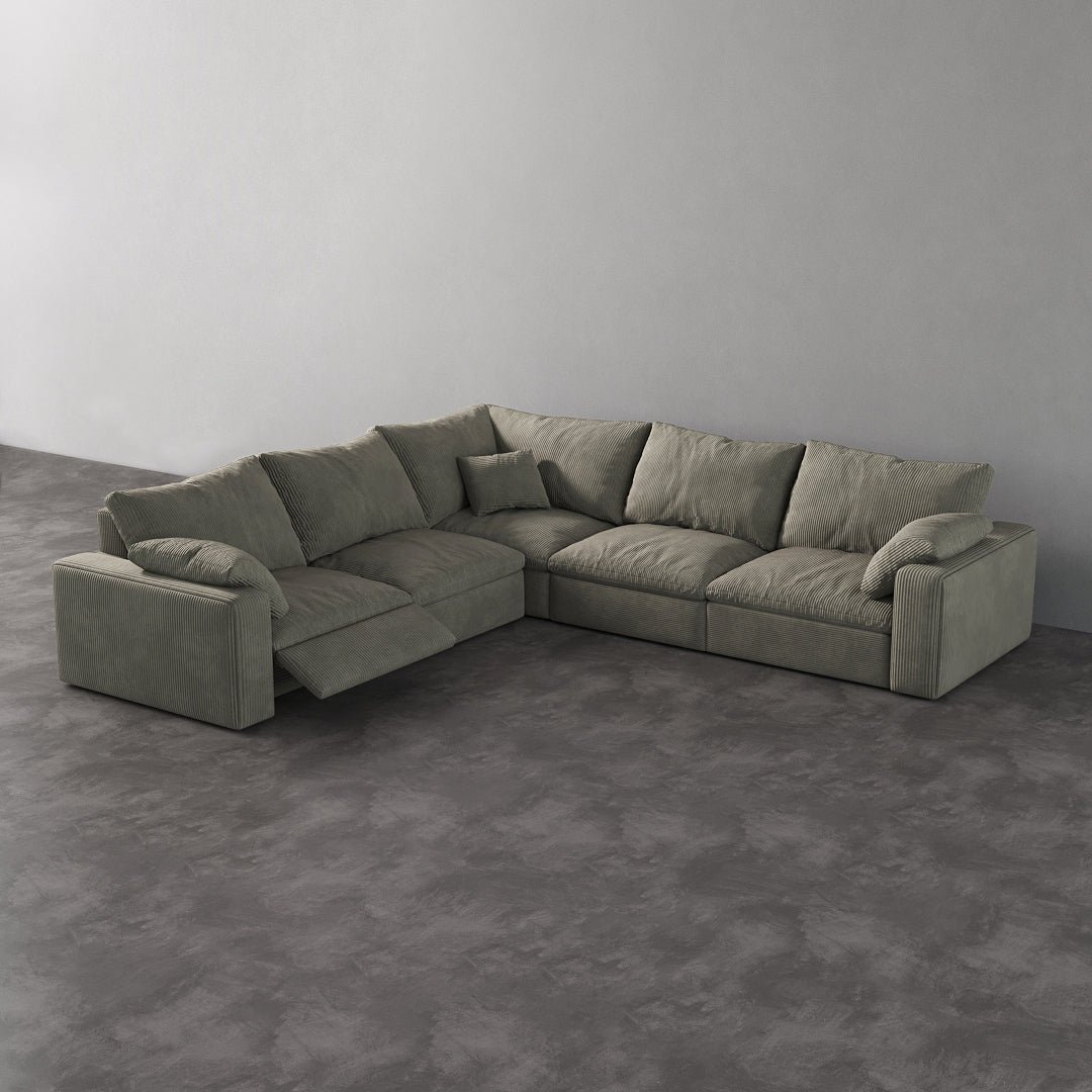 CloudLuxe Corner 5-Piece Modular Recliner Sectional-Corduroy