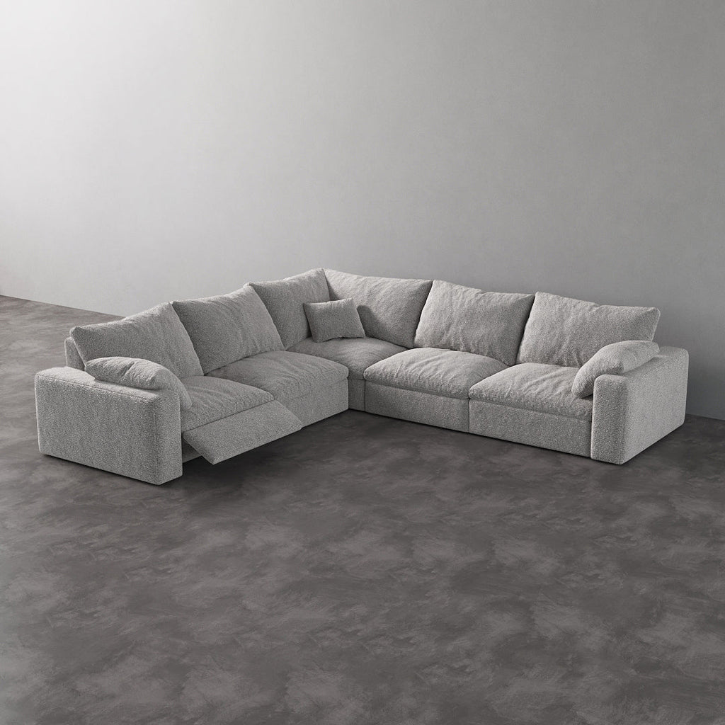 CloudLuxe Corner 5-Piece Modular Recliner Sectional-Bouclé