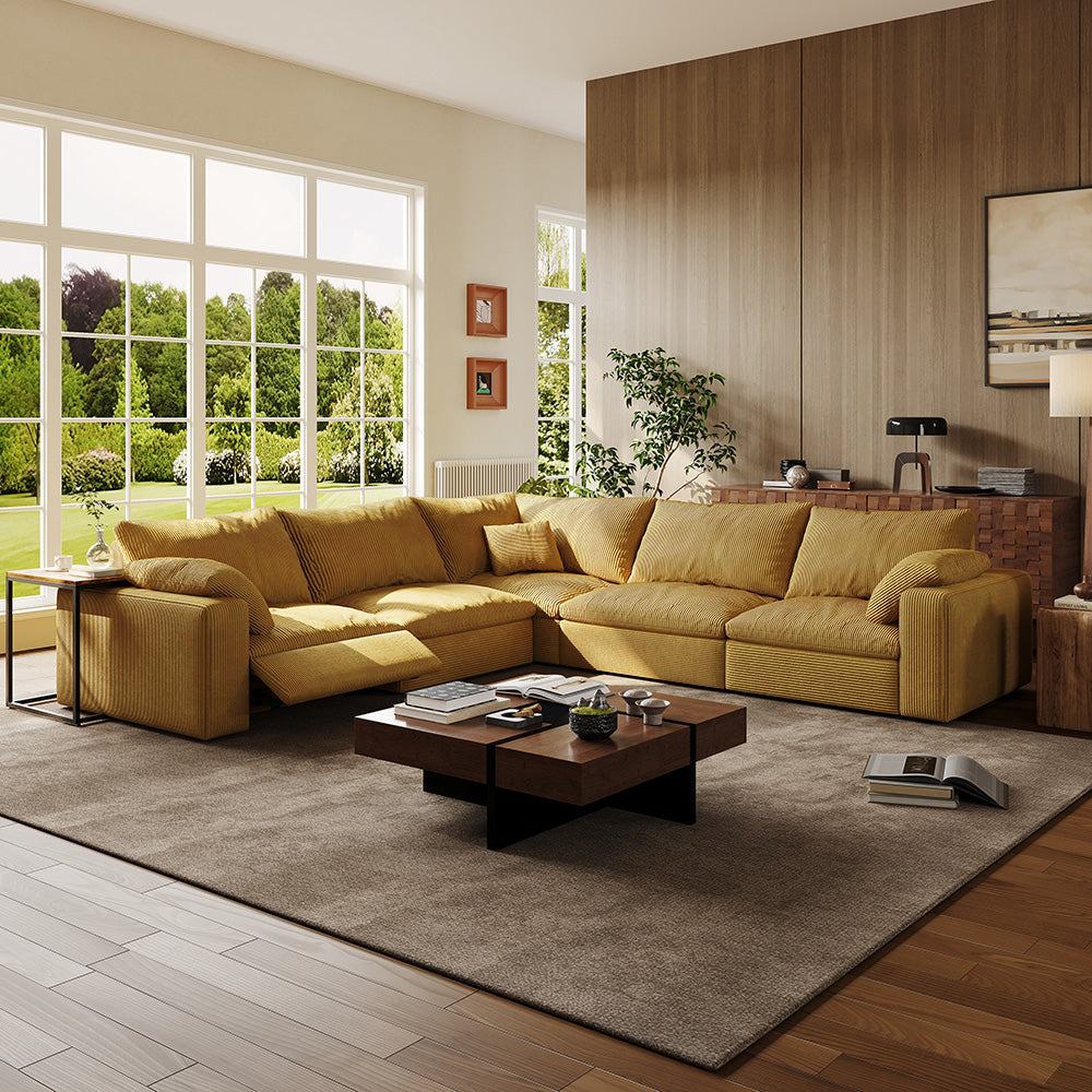 CloudLuxe Corner 5-Piece Modular Recliner Sectional-Corduroy