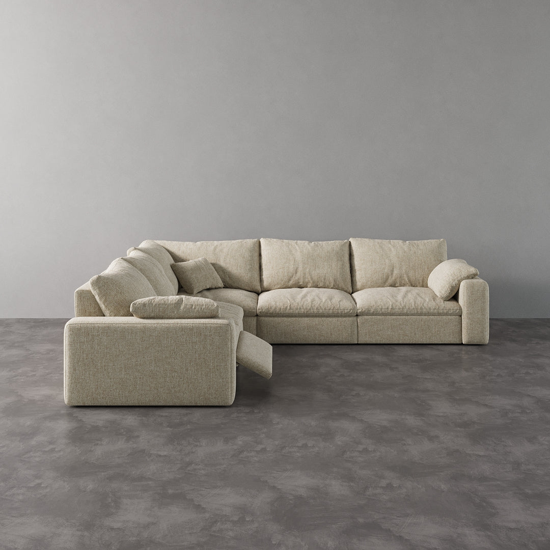 CloudLuxe Corner 5-Piece Modular Recliner Sectional-Linen