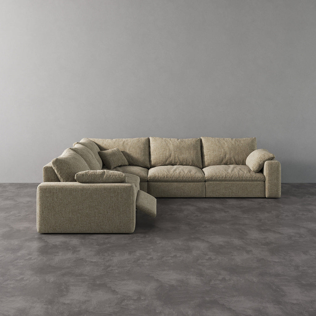 CloudLuxe Corner 5-Piece Modular Recliner Sectional-Linen