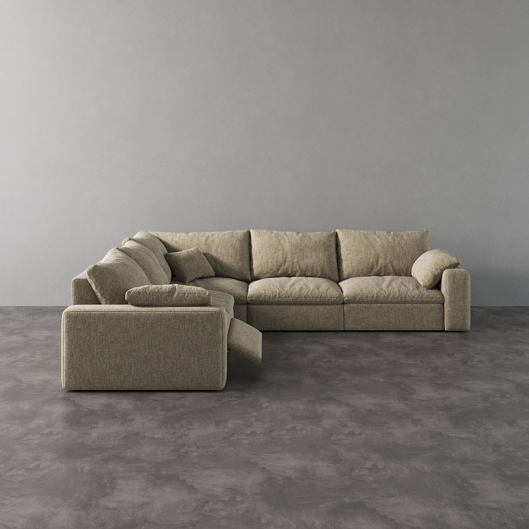 CloudLuxe Corner 5-Piece Modular Recliner Sectional-Linen