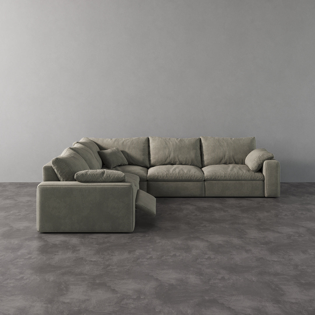 CloudLuxe Corner 5-Piece Modular Recliner Sectional-Corduroy