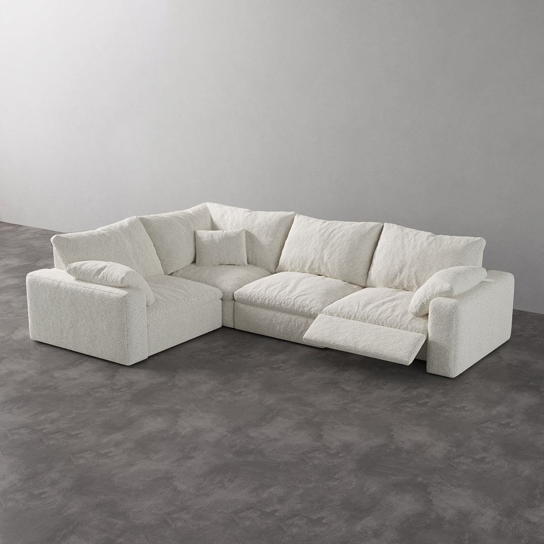 CloudLuxe L-Shape 4-Piece Modular Recliner Sectional-Bouclé