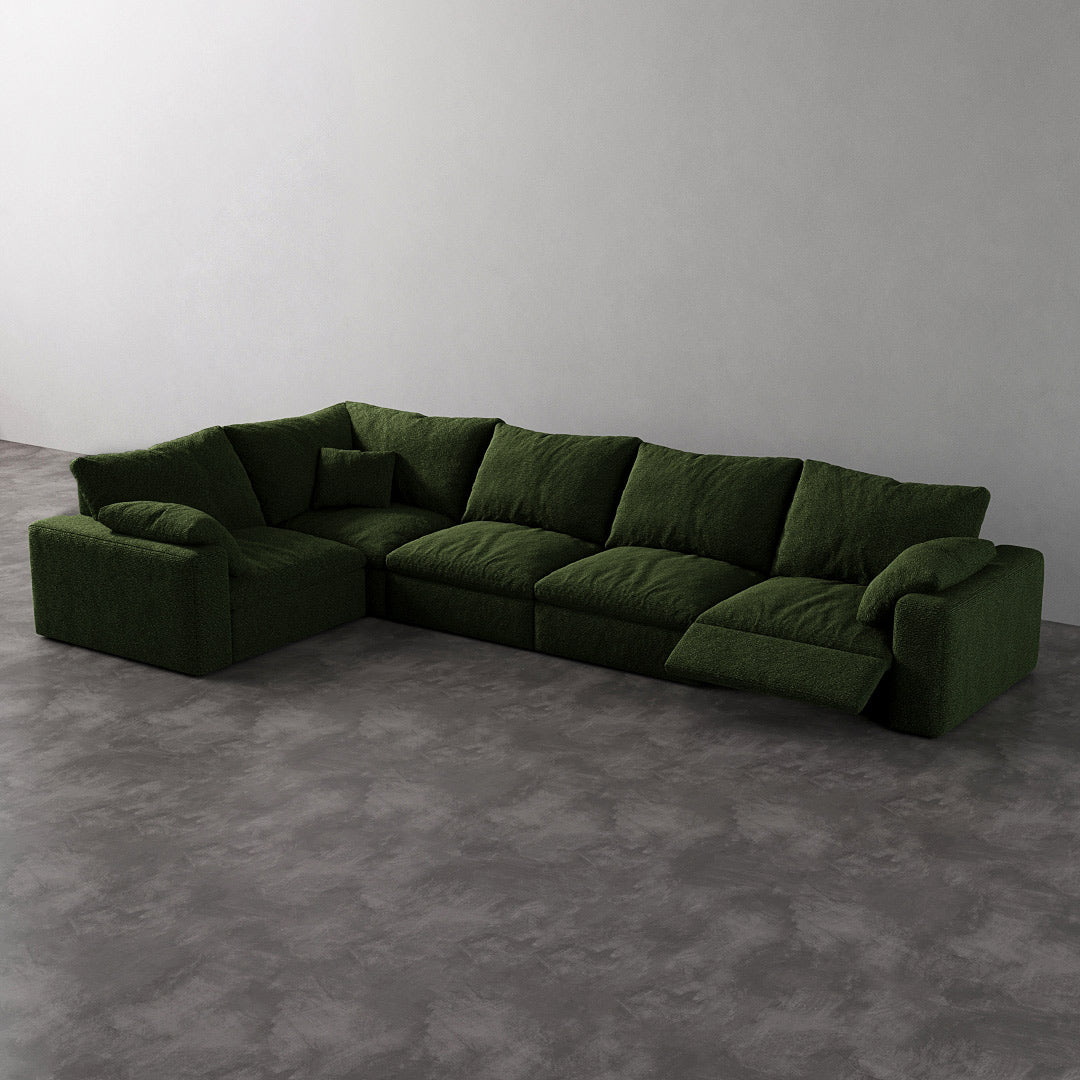 CloudLuxe L-Shape 5-Piece Modular Recliner Sectional-Bouclé