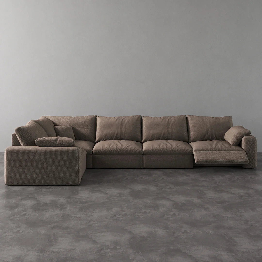 CloudLuxe L-Shape 5-Piece Modular Recliner Sectional-Linen