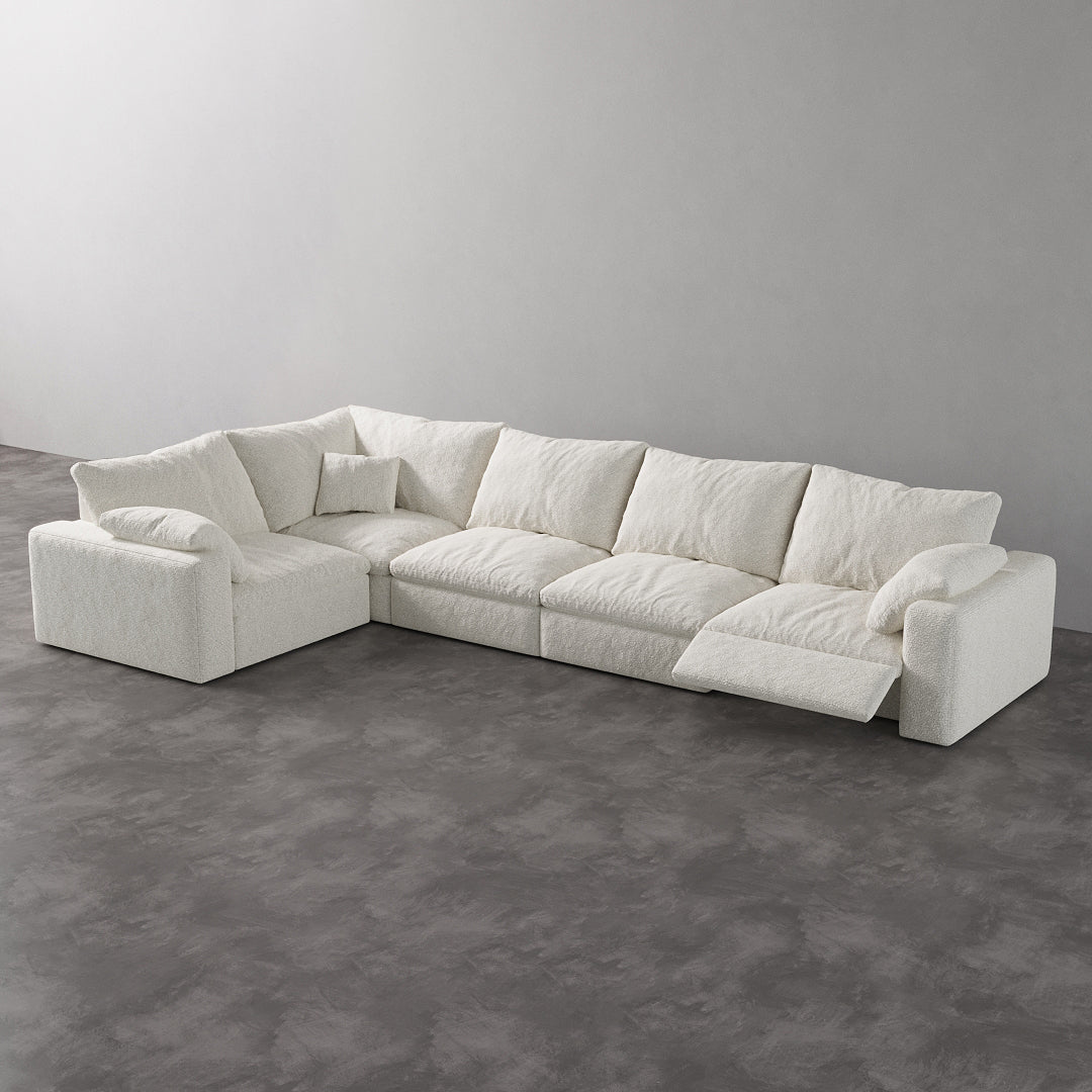 CloudLuxe L-Shape 5-Piece Modular Recliner Sectional-Bouclé