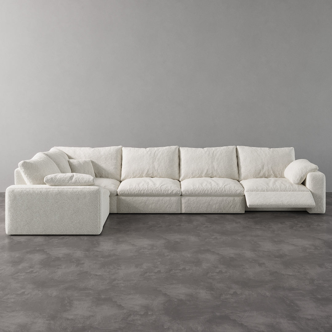 CloudLuxe L-Shape 5-Piece Modular Recliner Sectional-Bouclé