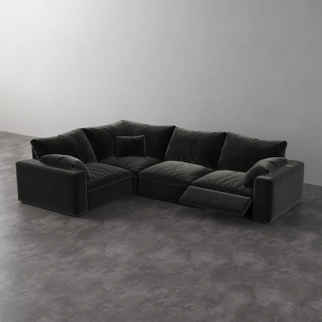 CloudLuxe L-Shape 4-Piece Modular Recliner Sectional-Velvet