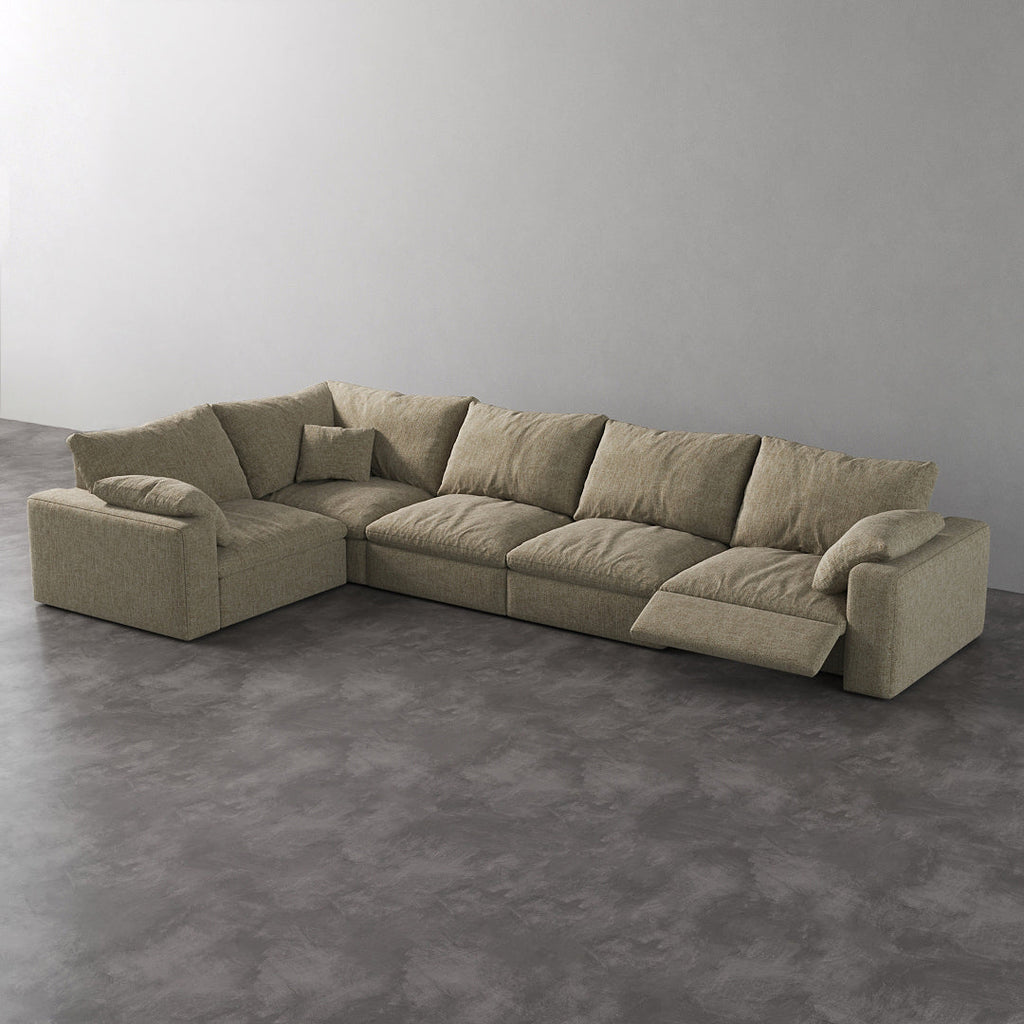 CloudLuxe L-Shape 5-Piece Modular Recliner Sectional-Linen