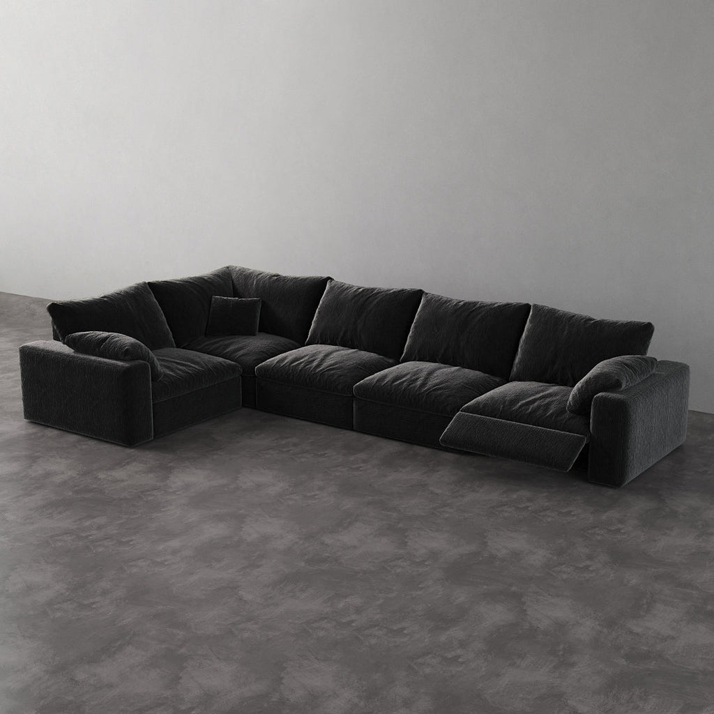 CloudLuxe L-Shape 5-Piece Modular Recliner Sectional-Velvet