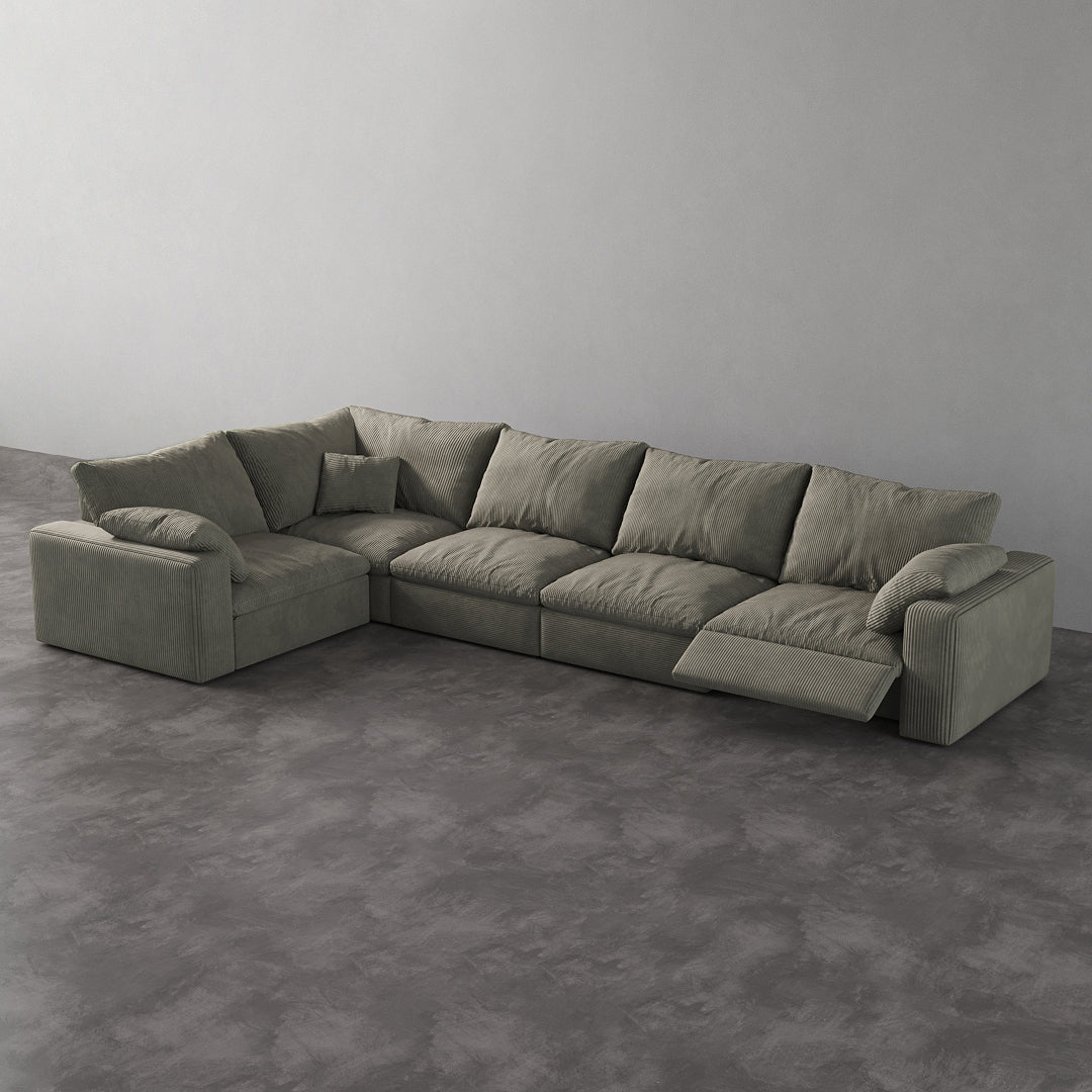 CloudLuxe L-Shape 5-Piece Modular Recliner Sectional-Corduroy