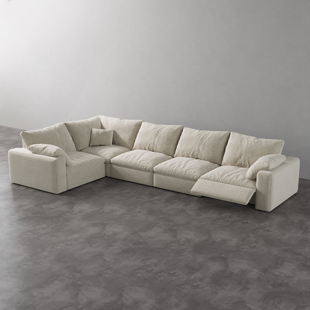 CloudLuxe L-Shape 5-Piece Modular Recliner Sectional-Bouclé