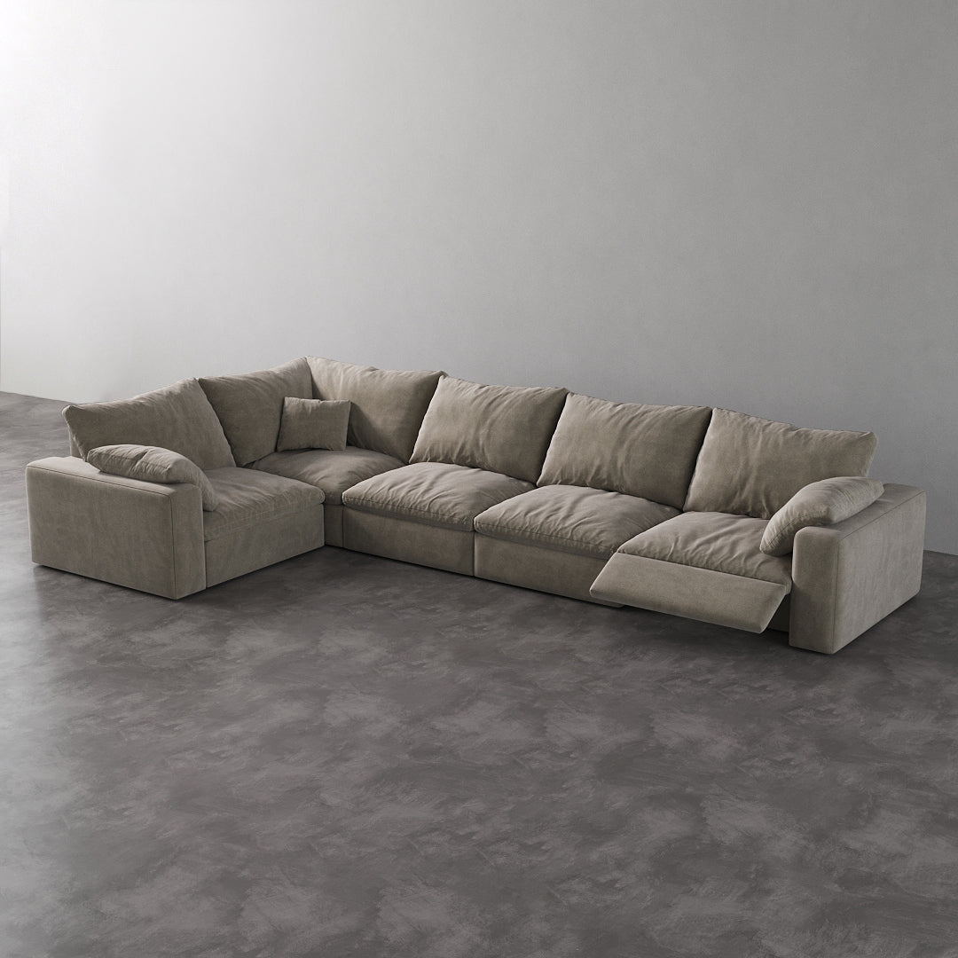 CloudLuxe L-Shape 5-Piece Modular Recliner Sectional-Velvet