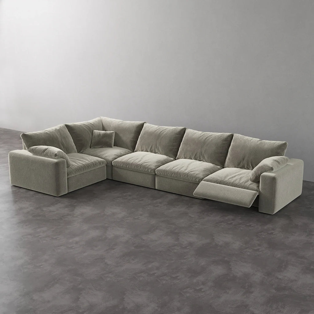 CloudLuxe L-Shape 5-Piece Modular Recliner Sectional-Velvet