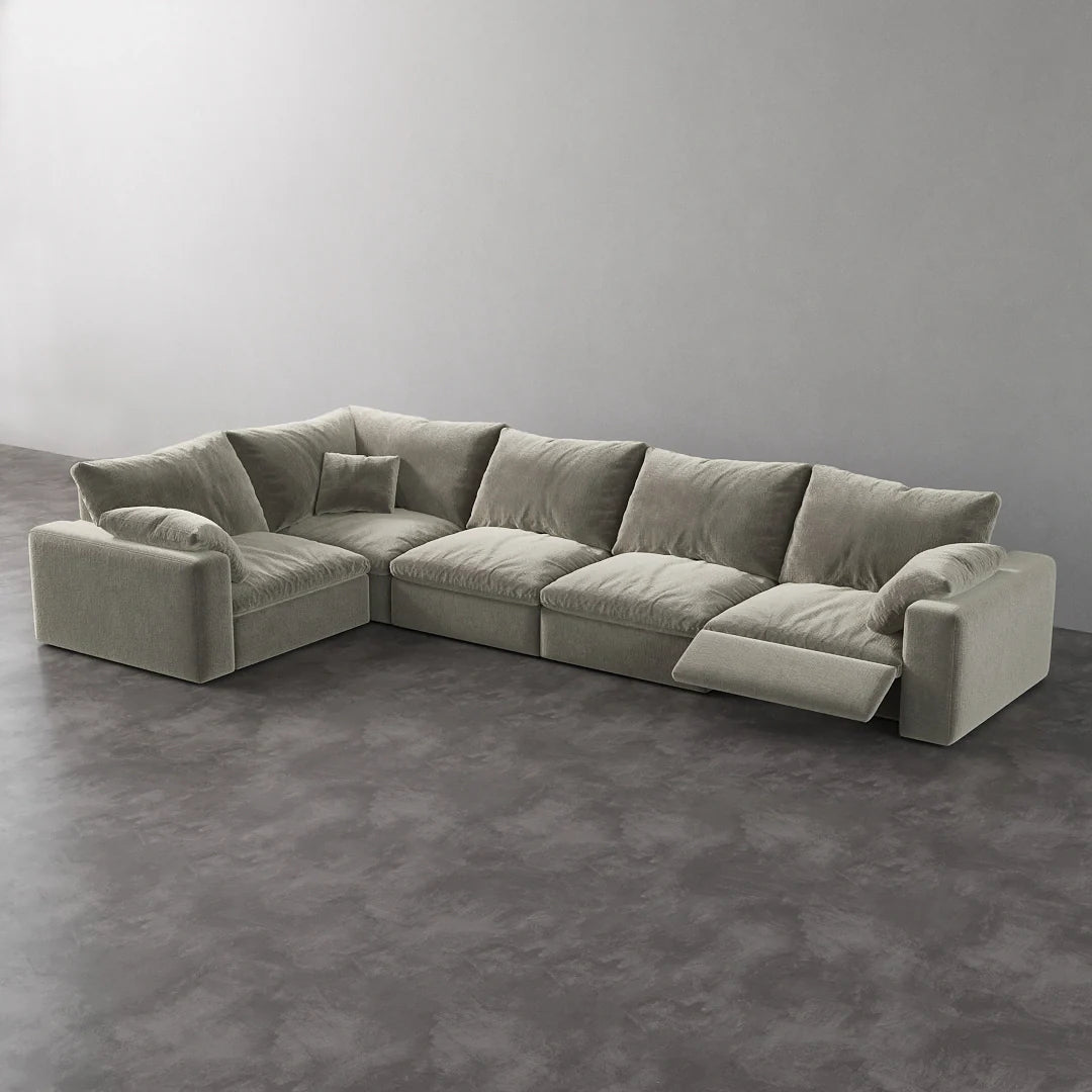 CloudLuxe L-Shape 5-Piece Modular Recliner Sectional-Velvet